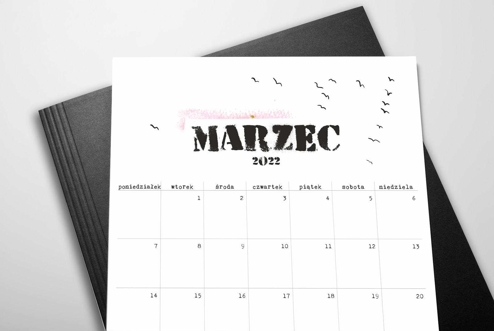 kalendarz na rok 2022 do samodzielnego druku na drukarce biurowej